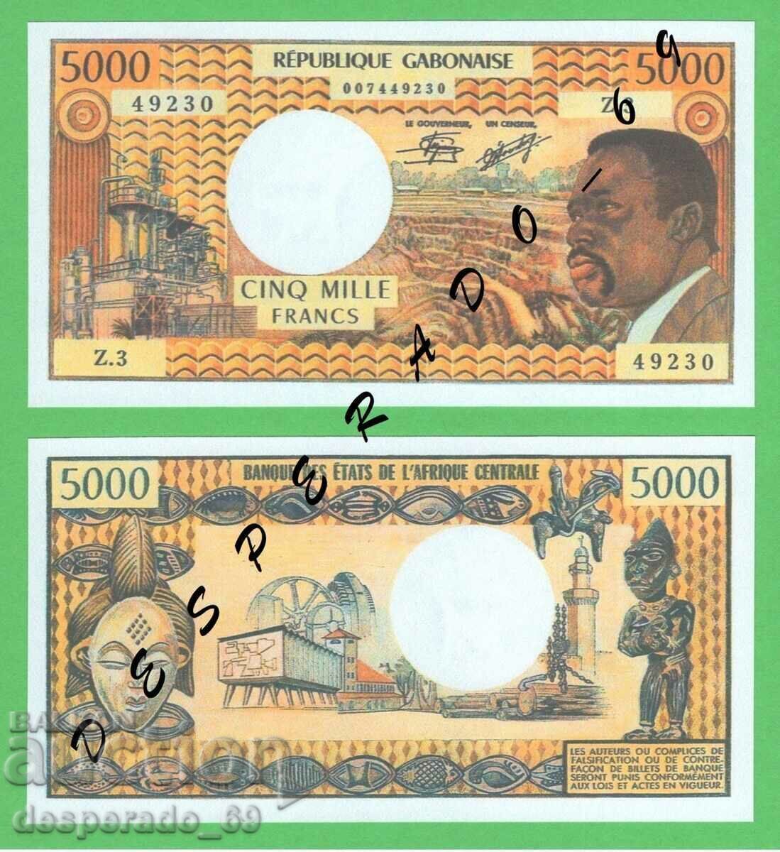 (¯`'•.¸(αναπαραγωγή) GABON 5000 φράγκα 1978 UNC¸.•'´¯)