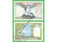 (¯`'•.¸(reproduction) GUADELOUPE 25 francs 1934 UNC¸.•'´¯)