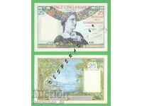 (¯`'•.¸(репродукция)  ГУАДЕЛУПЕ  25 франка 1934  UNC¸.•'´¯)