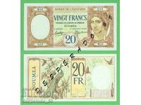 (¯`'•.¸(reproduction) NEW CALEDONIA 20 francs 1929 UNC ¯)