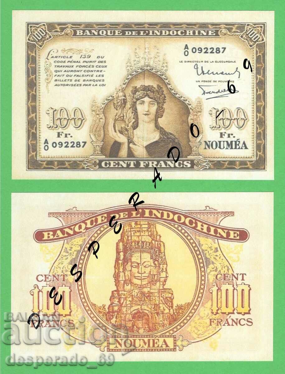 (¯`'•.¸(репродукция)  НОВА КАЛЕДОНИЯ  100 франка 1942  UNC