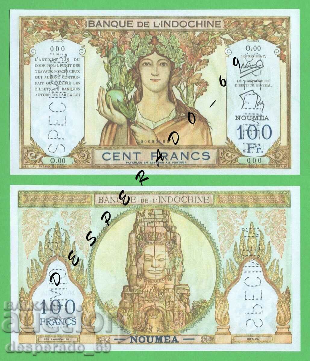 (¯`'•.¸(reproduction) NEW CALEDONIA 100 francs 1957 UNC