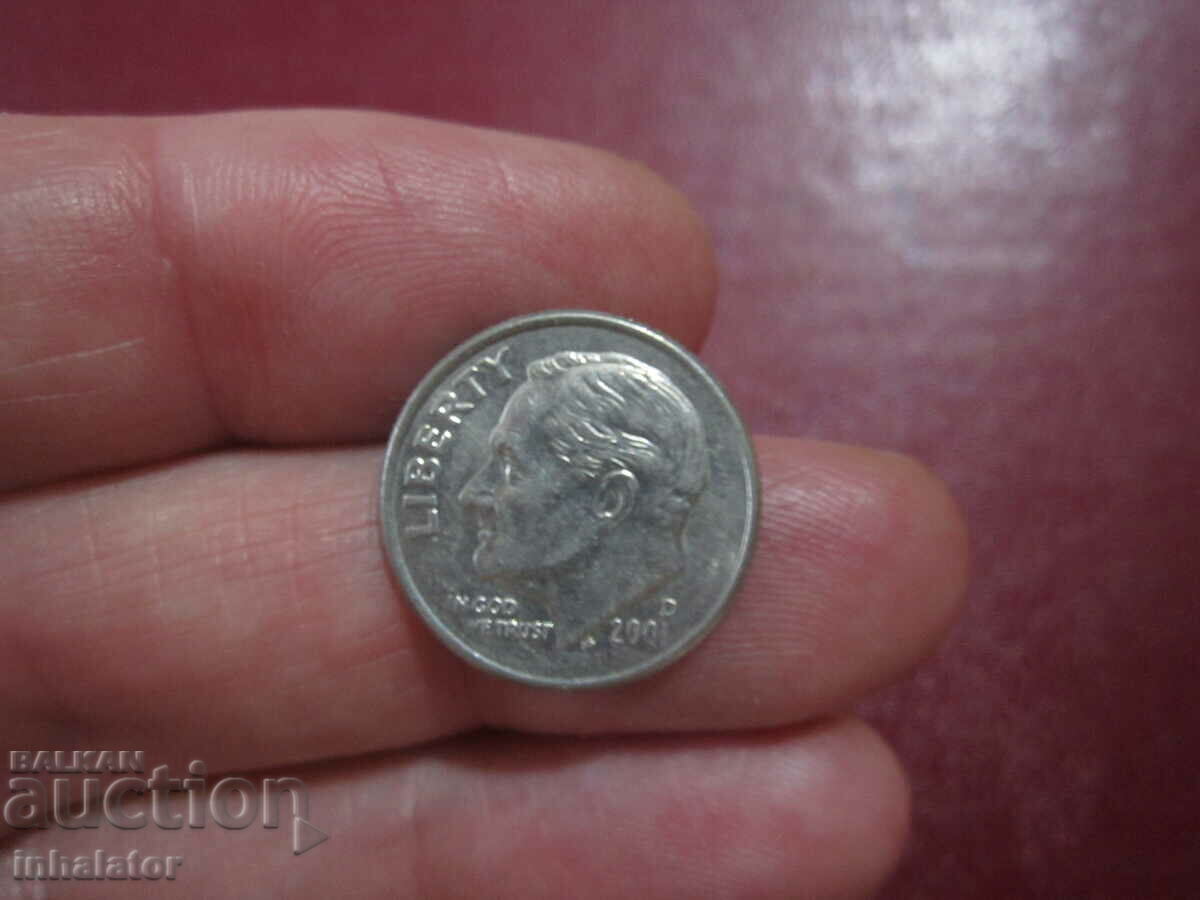2001 год 10 цента САЩ буква D