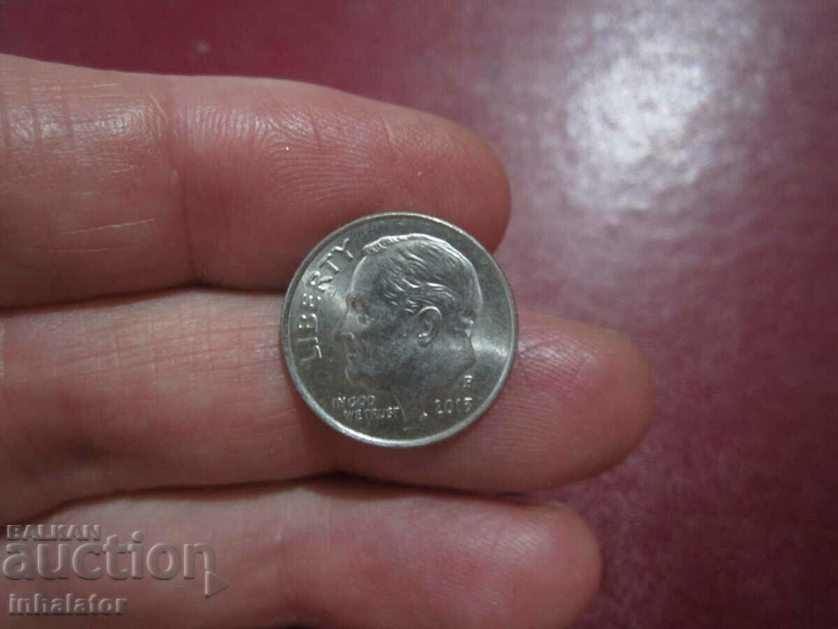 2013 год 10 цента САЩ буква Р