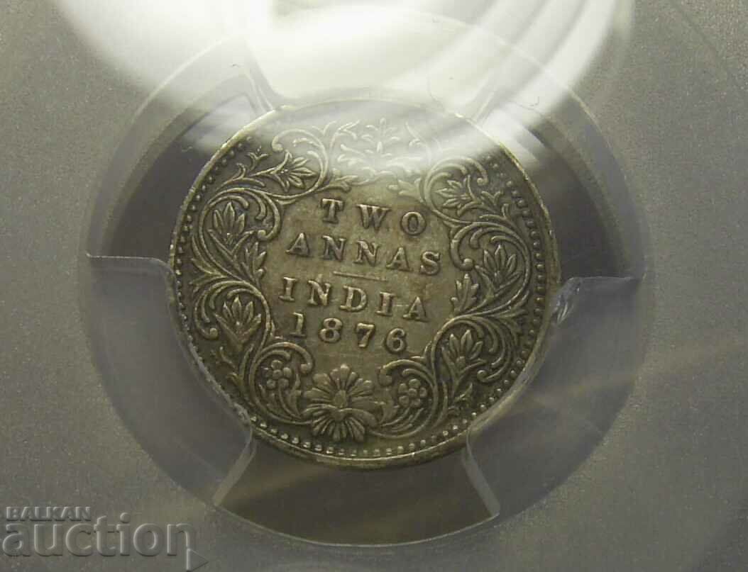 Auction PCGS XF45 India 2 two Annas 1876 Bombay Auction PCGS XF45 India 2 two Annas 1876 Bombay