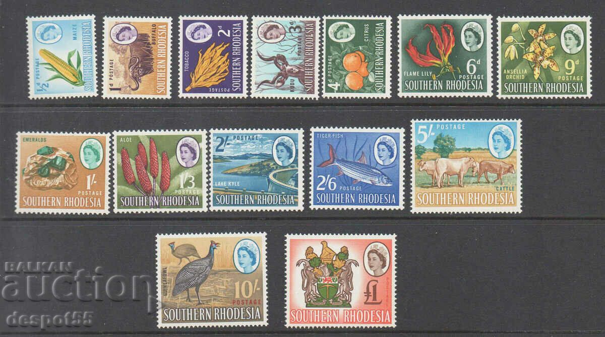 1964. Southern Rhodesia. Local motifs and Elizabeth II.