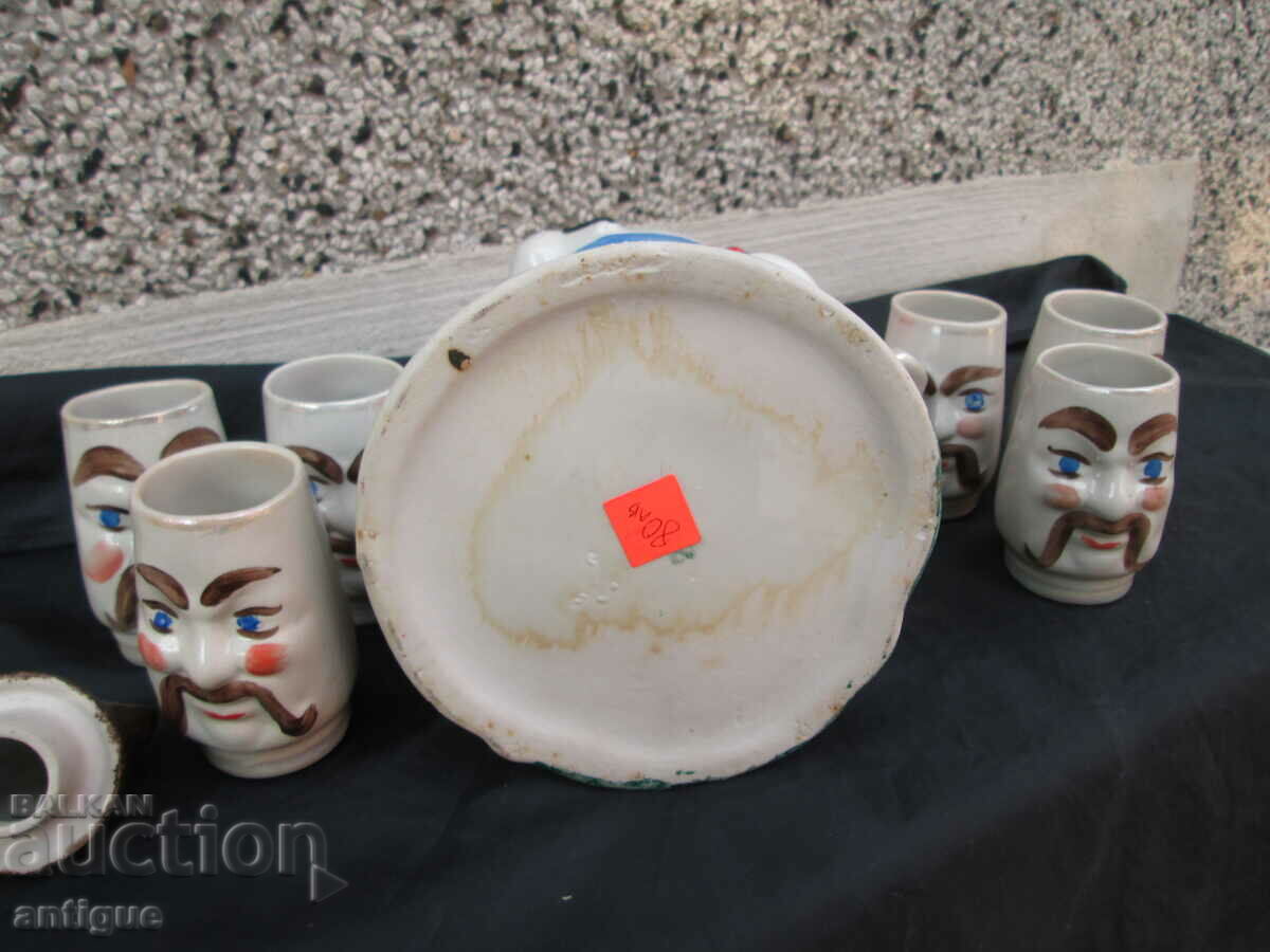OLD PORCELAIN RUSSIAN FIGURE set with cups - 6
