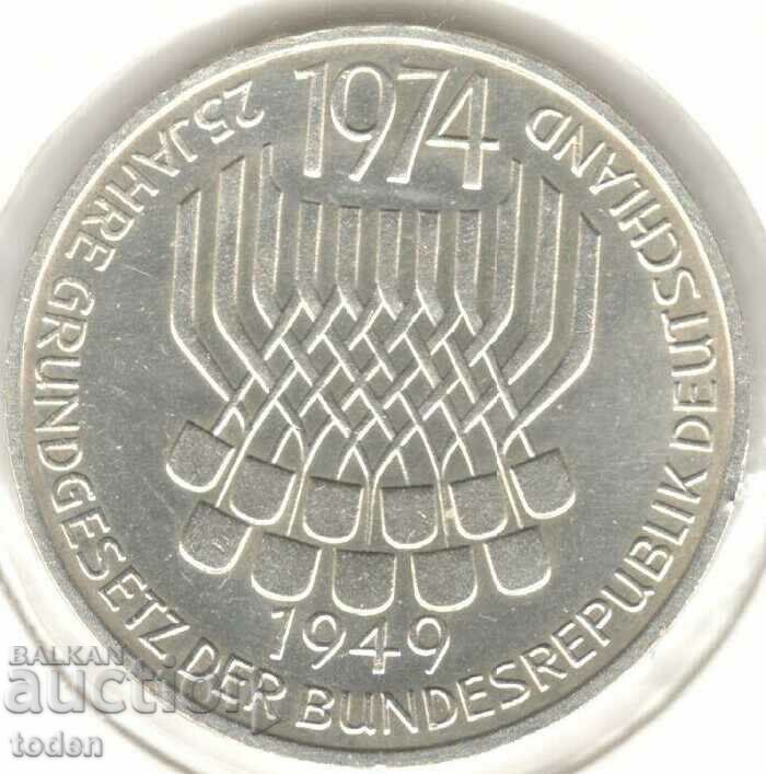 Germania-5 Deutsche Mark-1974 F-KM# 138-Constitution-Silver