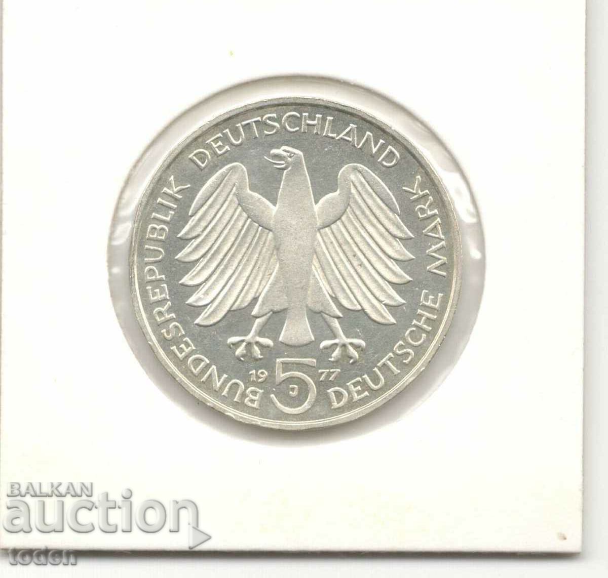 Доставка на Germany-5 Deutsche Mark-1977 J-KM#145-Gauss-Silver Доставка на Germany-5 Deutsche Mark-1977 J-KM#145-Gauss-Silver