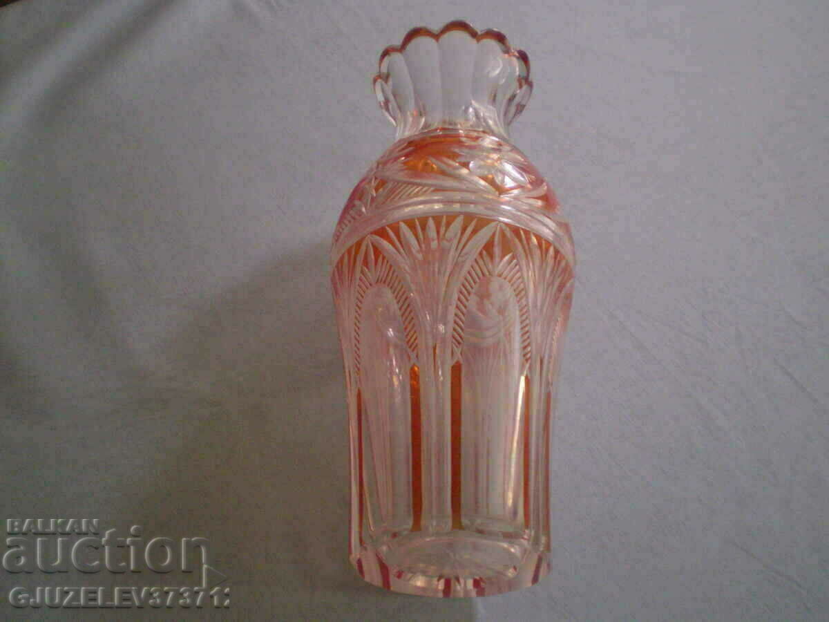 Auction Crystal vase two-tone cut crystal Bohemia Auction Crystal vase two-tone cut crystal Bohemia