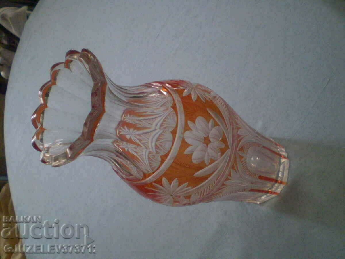 Vaza de cristal bicolor taiat cristal Boemia
