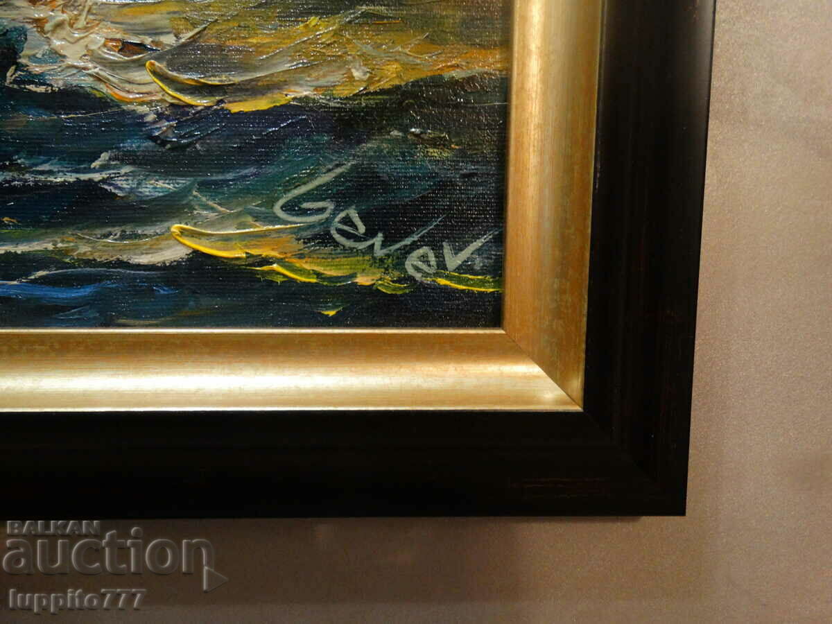 Livrarea autor pictând pânză în ulei cu cadru artistul Dimitar Genev