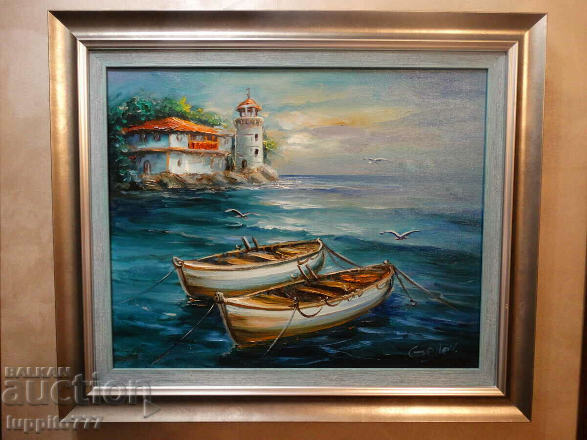 author painting oil canvas with frame artist Dimitar Genev