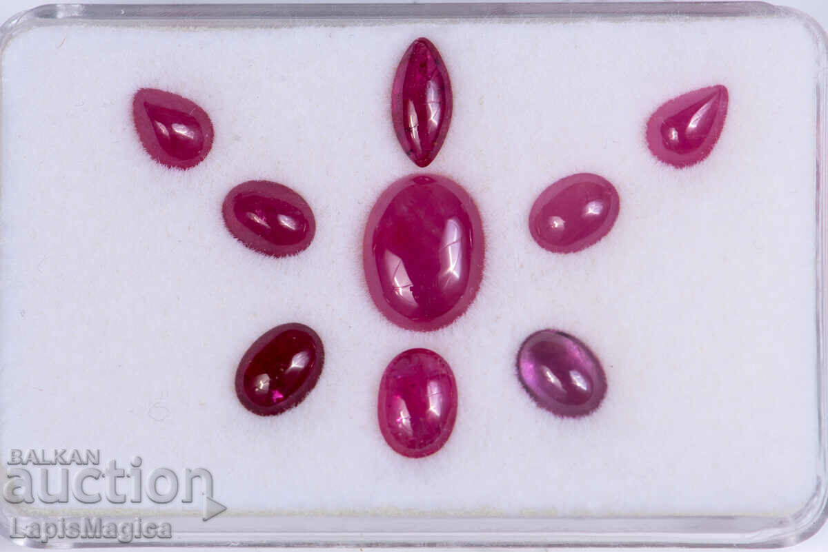 Lot of 9 ruby cabochons 8.88ct heated only