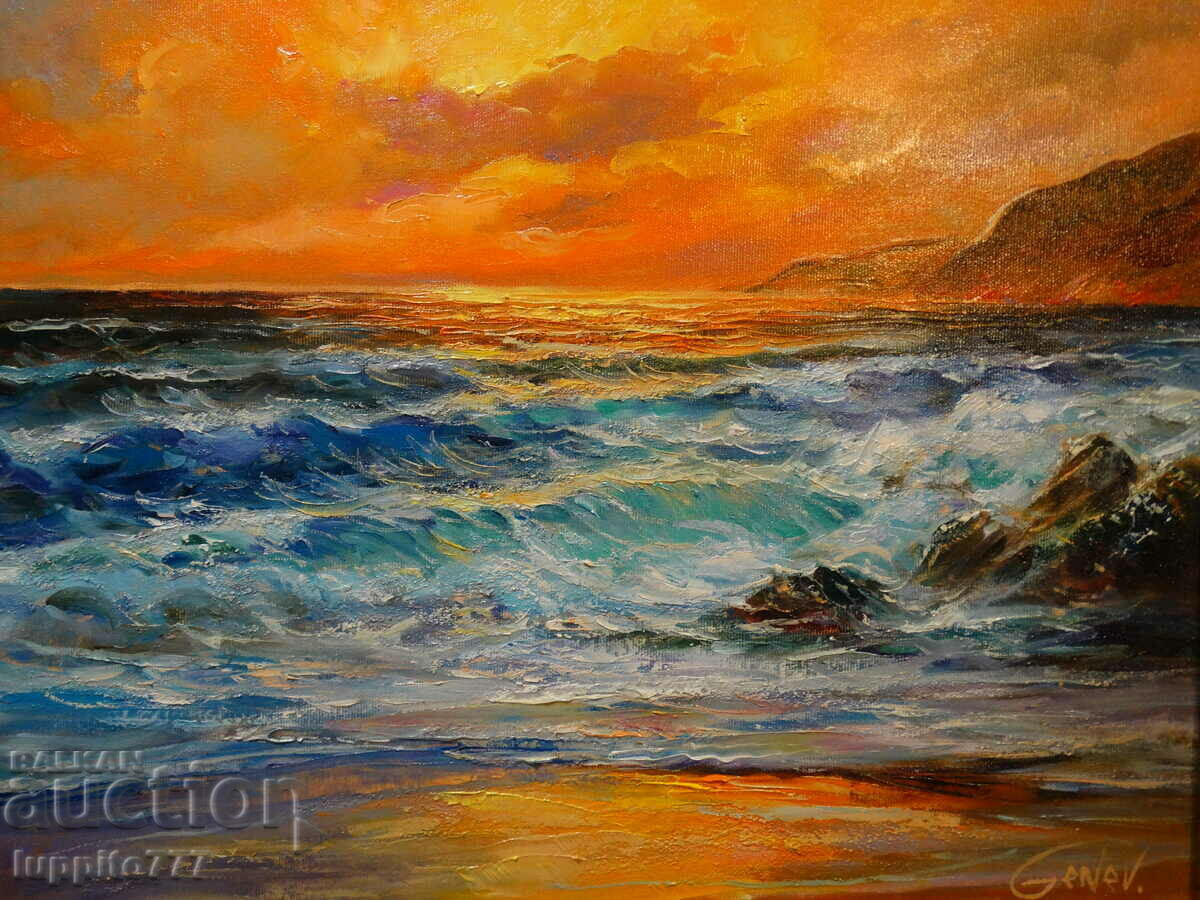 Auction author painting oil canvas with frame artist Dimitar Genev Auction author painting oil canvas with frame artist Dimitar Genev