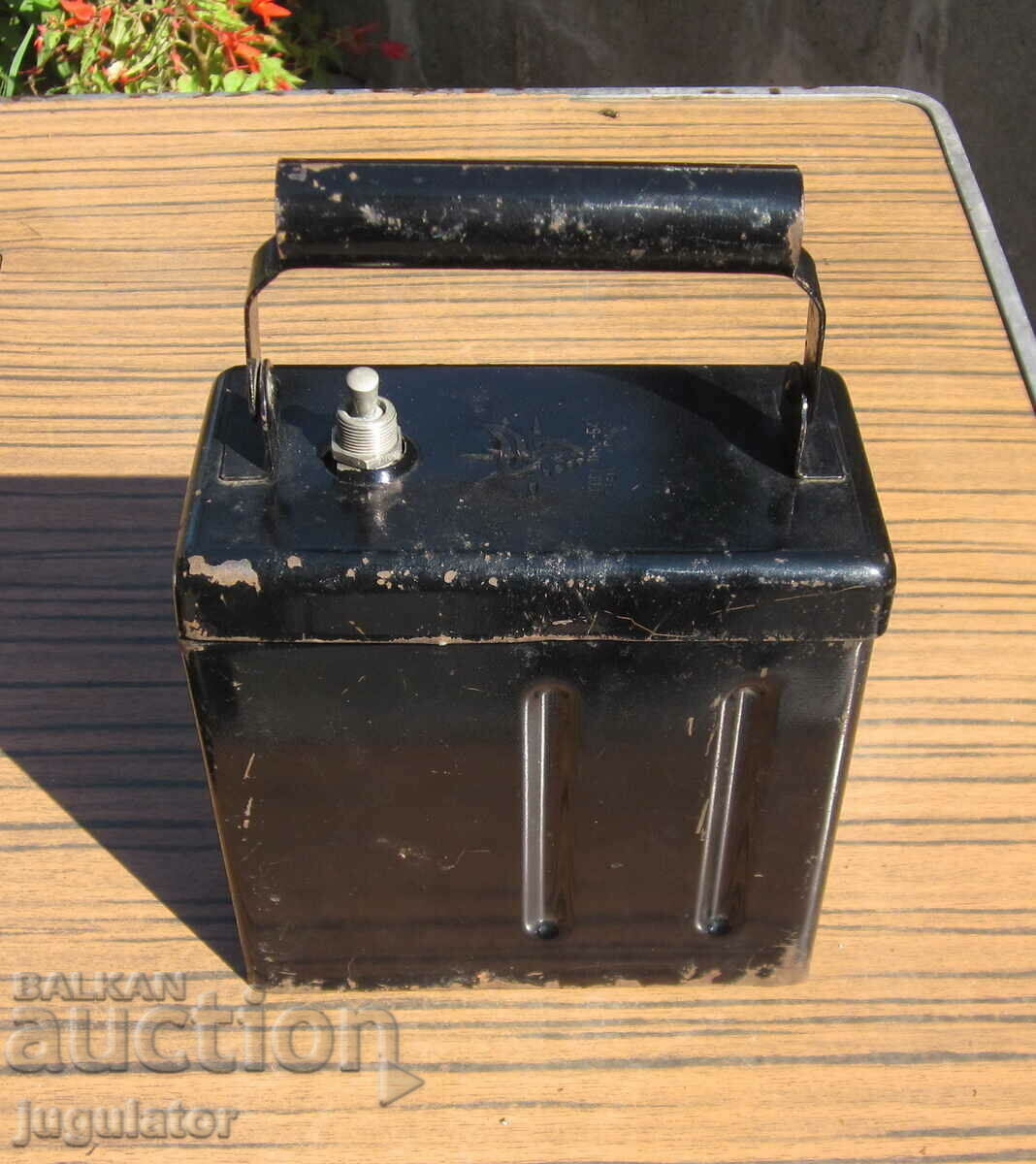 Delivery of old Russian military lantern with markings