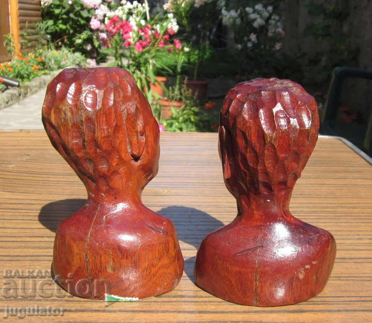 Delivery of set of old wooden figures statuettes man and woman Delivery of set of old wooden figures statuettes man and woman