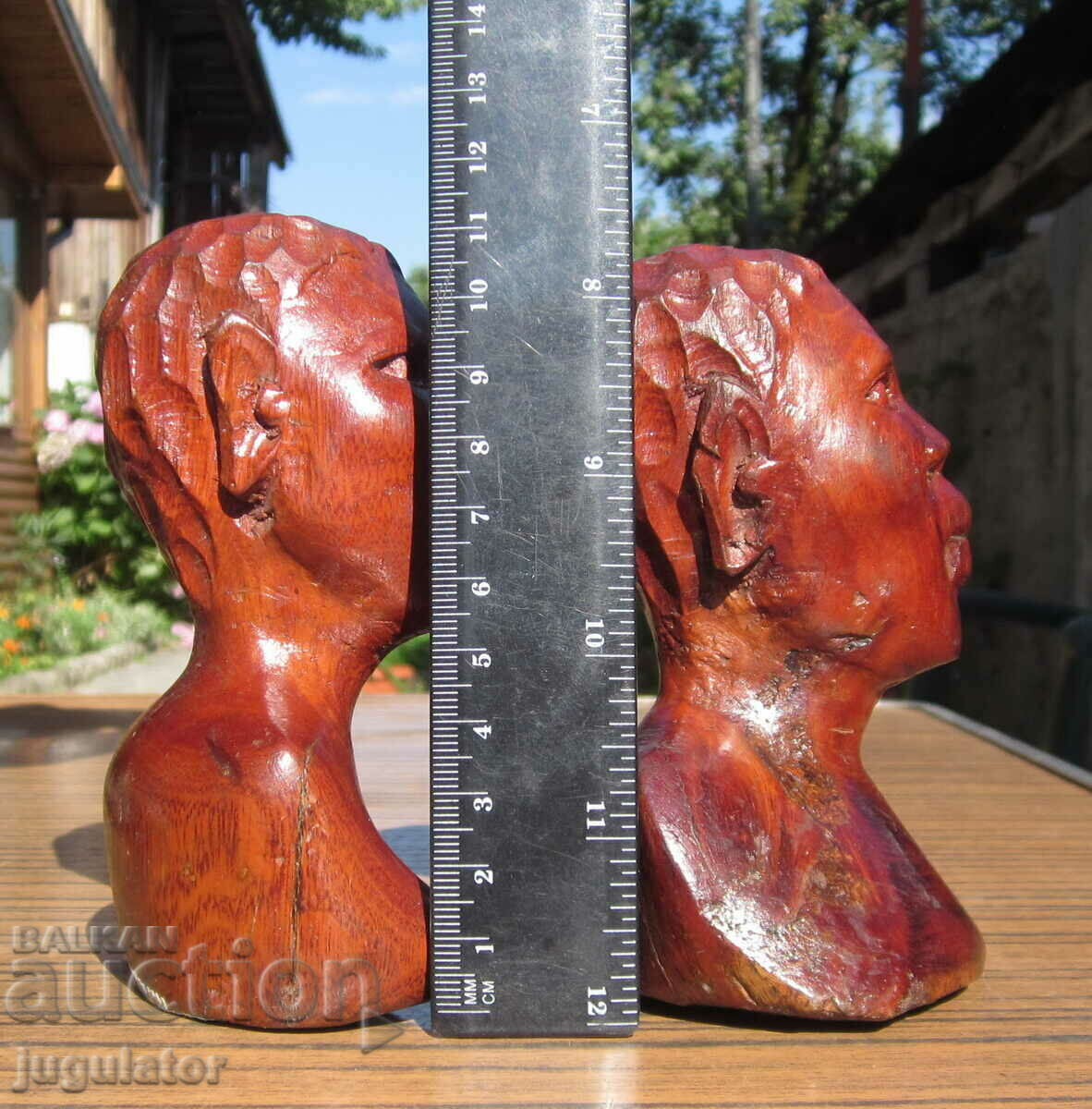 set of old wooden figures statuettes man and woman - 7 set of old wooden figures statuettes man and woman - 7