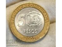 Доминканска република 5 песос 2002г