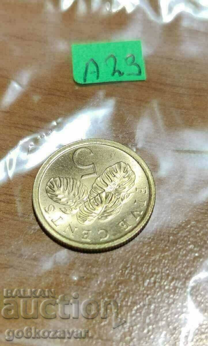 Auction  Singapore 5 cents 1989 UNC