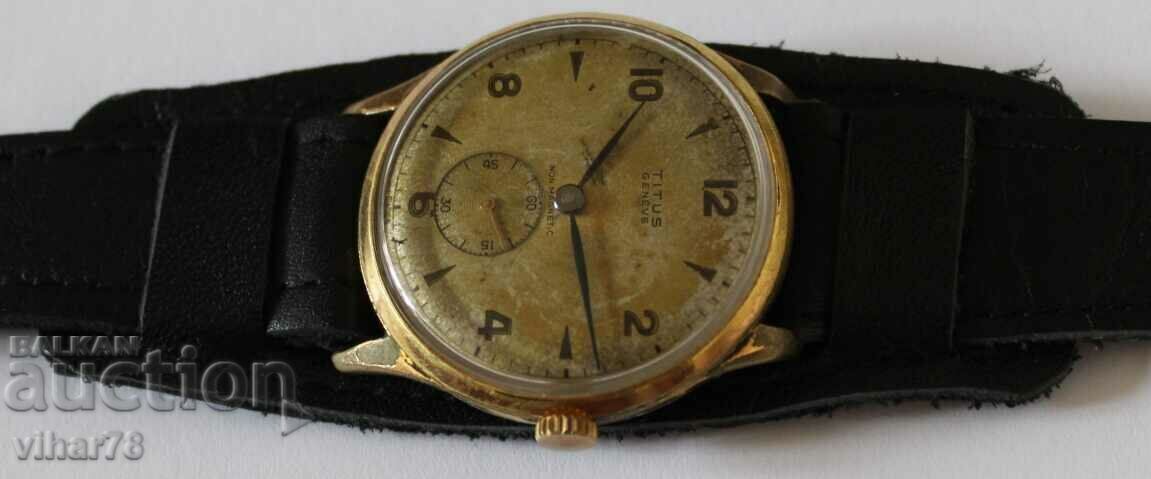 ВОЕНЕН ПОЗЛАТЕН МЪЖКИ ЧАСОВНИК-TITUS GENEVE - 5