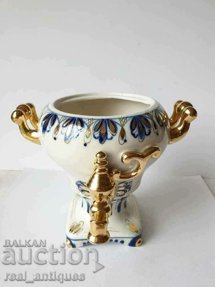 Porcelain samovar cobalt and gilding - Gzhel