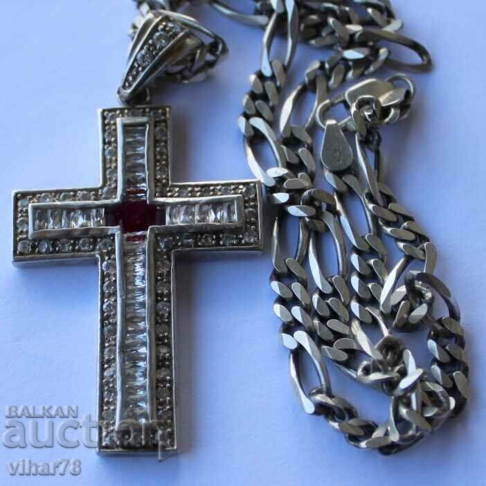 СРЕБЪРЕН СИНДЖИР С КРЪСТ - 5