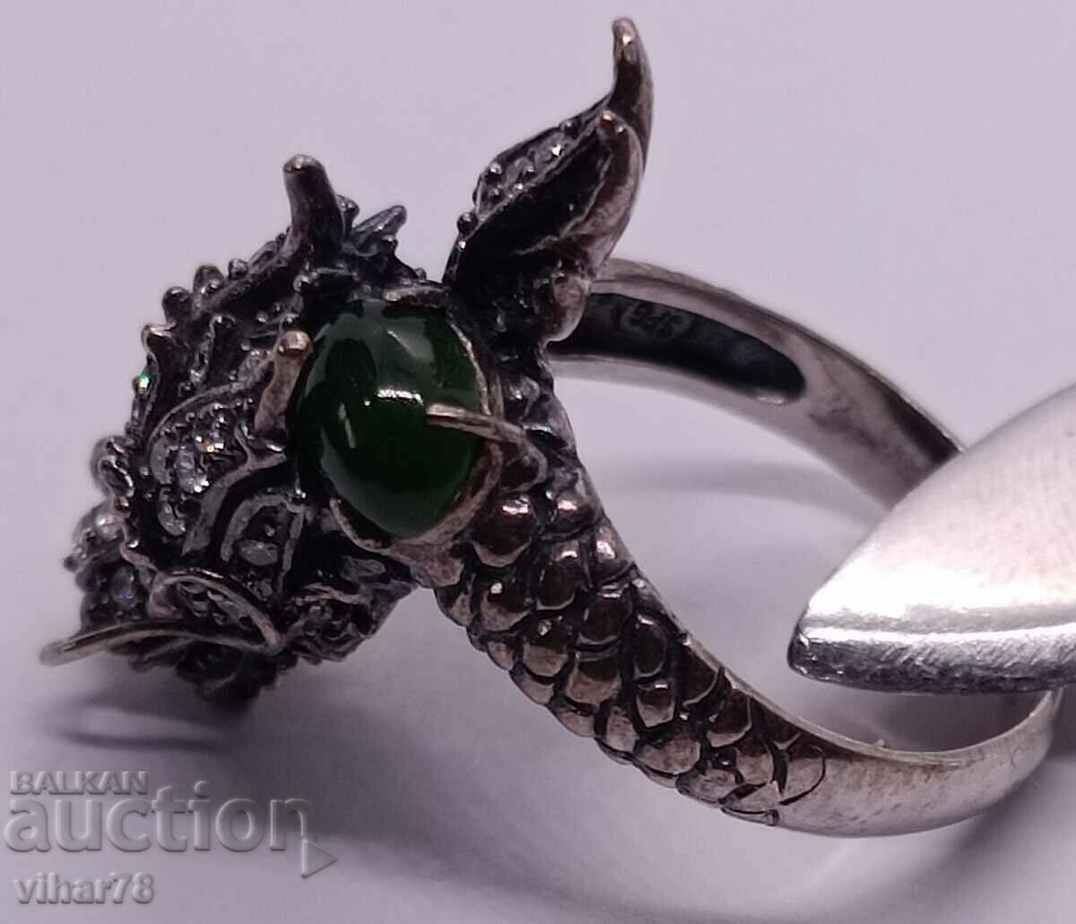 Auction  VERY BEAUTIFUL SILVER DRAGON RING