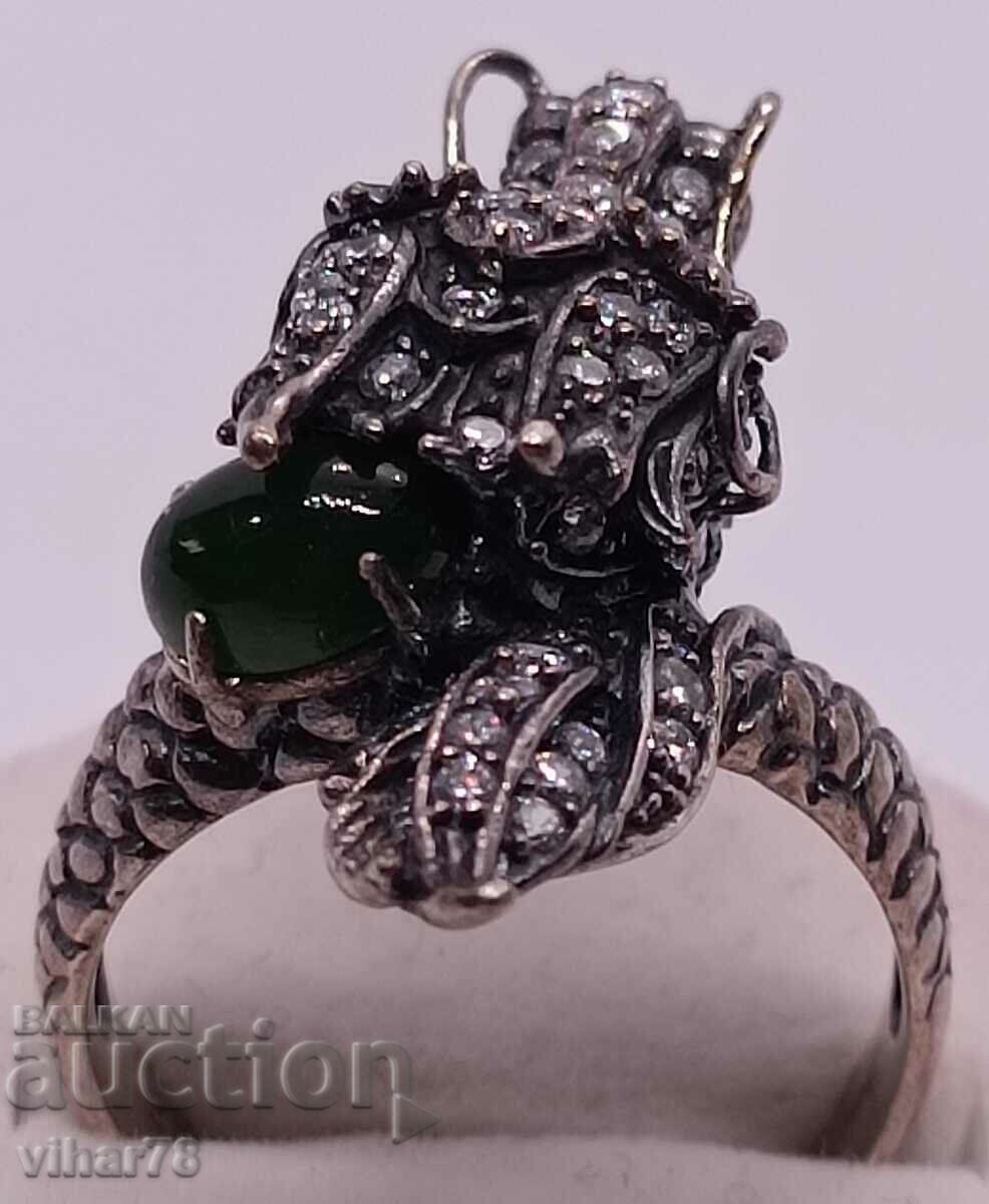 VERY BEAUTIFUL SILVER DRAGON RING - 5