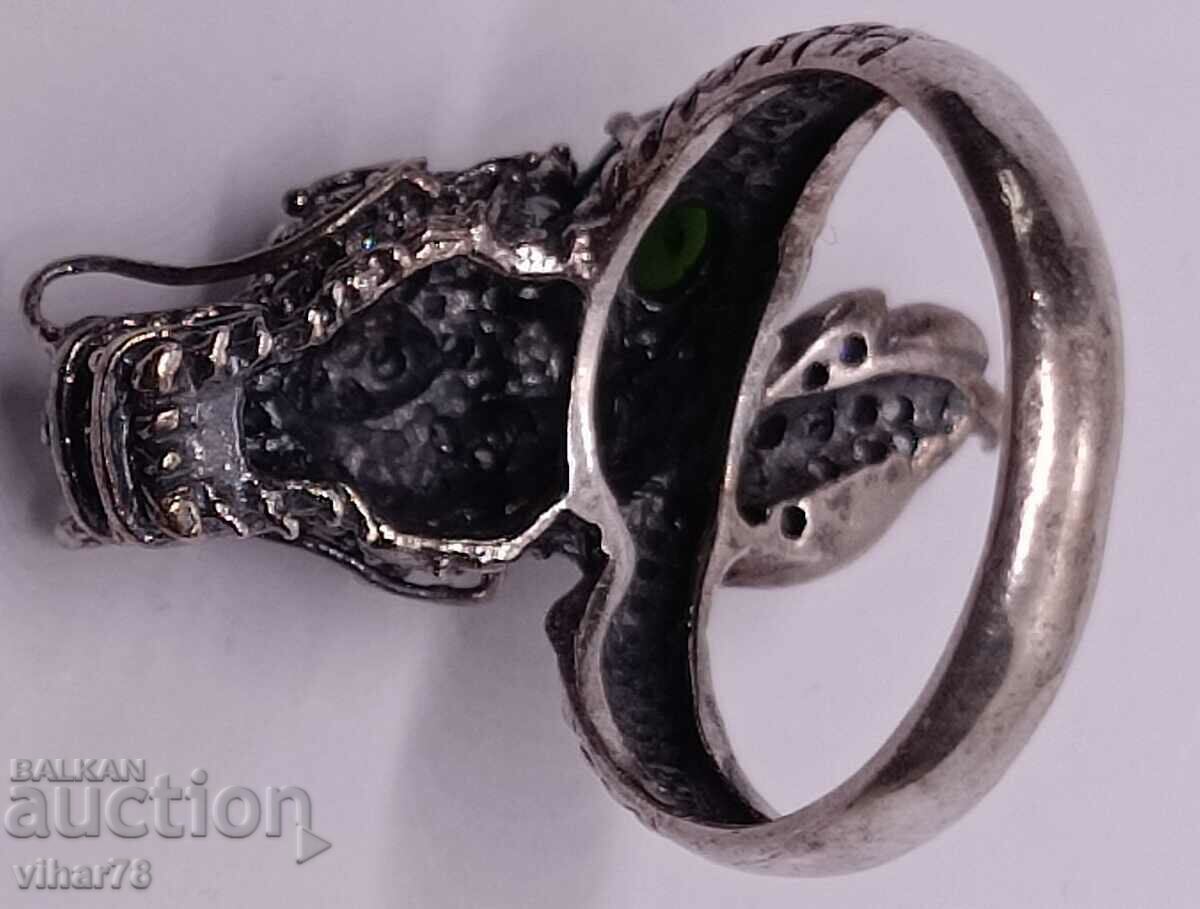 VERY BEAUTIFUL SILVER DRAGON RING - 6
