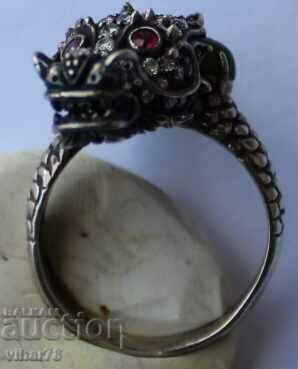 VERY BEAUTIFUL SILVER DRAGON RING - 7