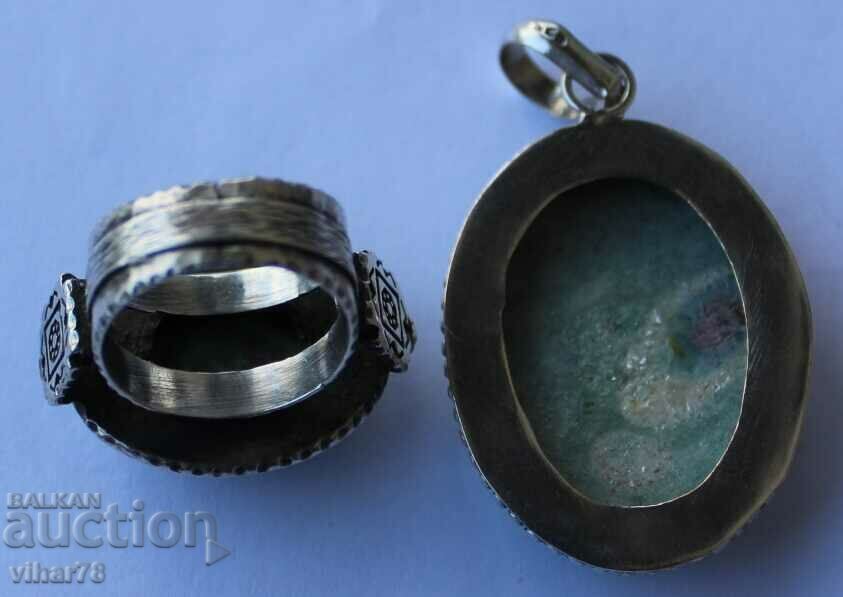 SILVER RING AND PENDANT - 6
