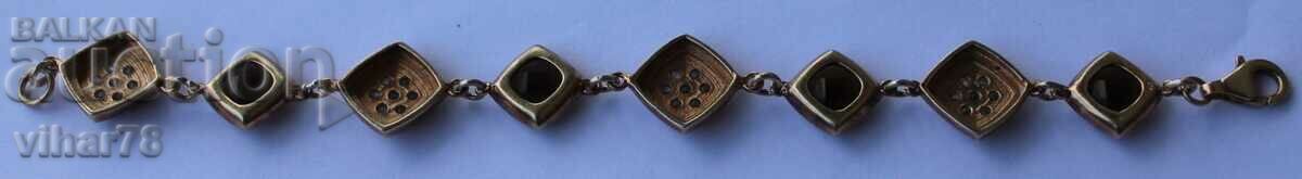 Silver branded bracelet with gold plated 0.4 micron rauchtop stones - 6 Silver branded bracelet with gold plated 0.4 micron rauchtop stones - 6