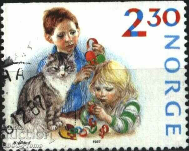 Stamped brand Children, Fauna Cat 1987 από τη Νορβηγία