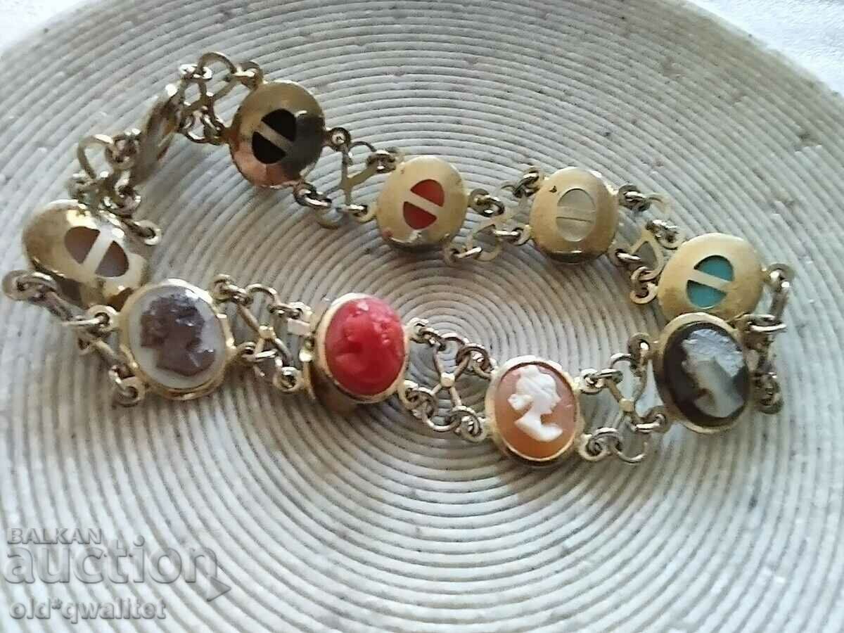 Attractive SILVER BRACELET with gold plating and Cameos with price 197.00 BGN | € 100.72 Attractive SILVER BRACELET with gold plating and Cameos with price 197.00 BGN | € 100.72