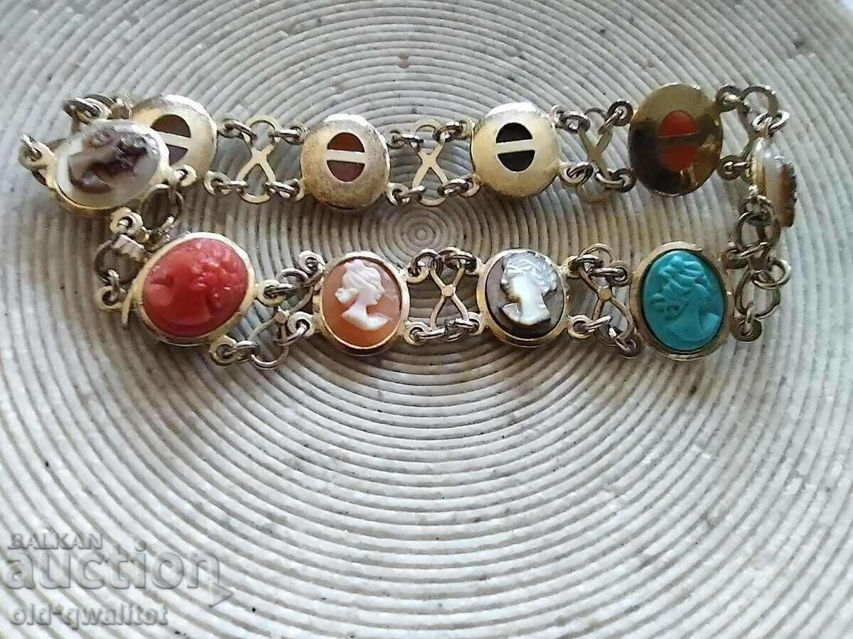 Delivery of Attractive SILVER BRACELET with gold plating and Cameos Delivery of Attractive SILVER BRACELET with gold plating and Cameos