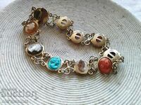 Attractive SILVER BRACELET with gold plating and Cameos