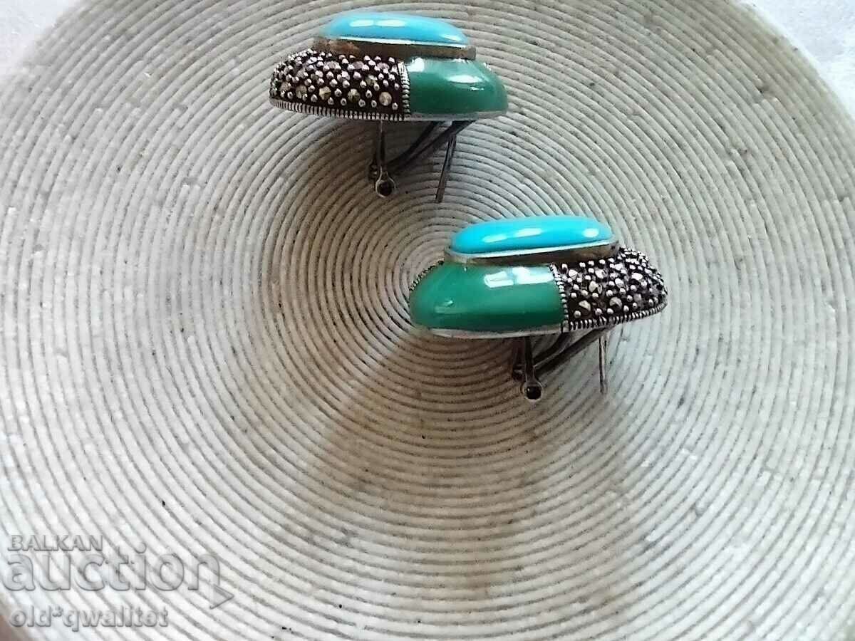 Delivery of Earrings, Silver 925, Marcasite, 3/2 cm, Enamel... ay ay ay Delivery of Earrings, Silver 925, Marcasite, 3/2 cm, Enamel... ay ay ay