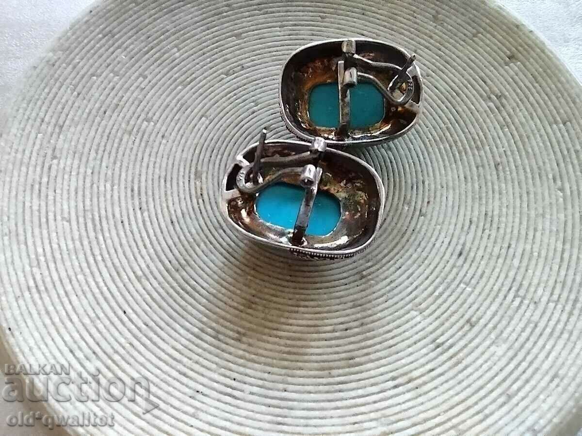 Earrings, Silver 925, Marcasite, 3/2 cm, Enamel... ay ay ay - 6 Earrings, Silver 925, Marcasite, 3/2 cm, Enamel... ay ay ay - 6