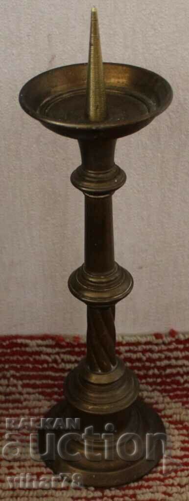Old large brass candle holder