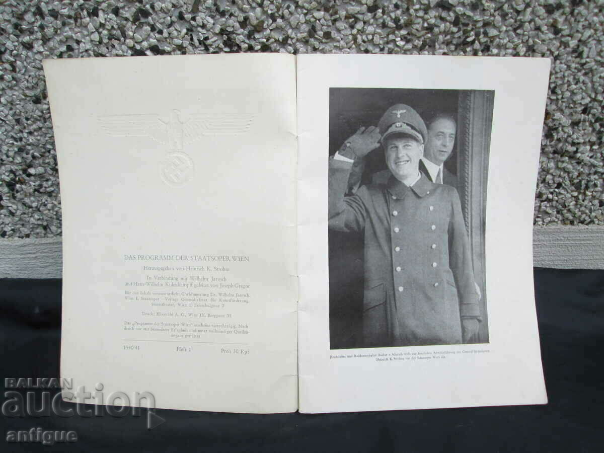 PROGRAM OPERA VIENNA AUSTRIA 1940-41 - 3 Third Reich Swastika with price 49.00 BGN | € 25.05