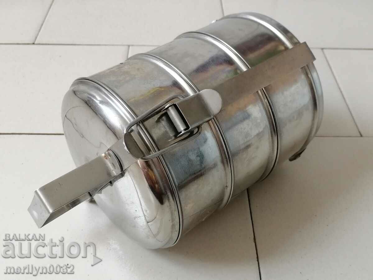 Auction Feed pots 3 pieces of seferite metal container STAIN Auction Feed pots 3 pieces of seferite metal container STAIN