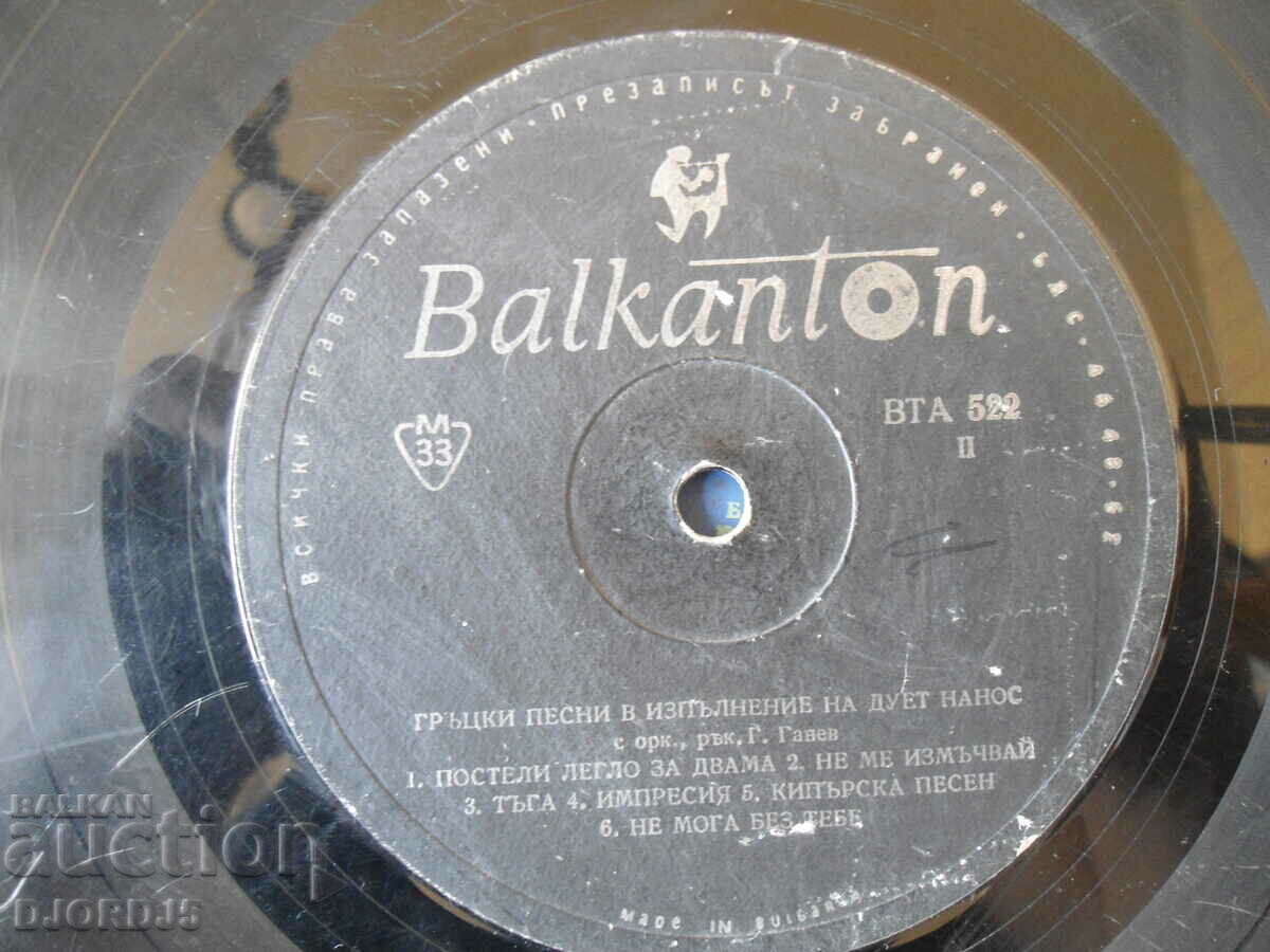 Greek songs performed by the duo Nanos, big, VTA 522 with price 0.50 BGN | € 0.26