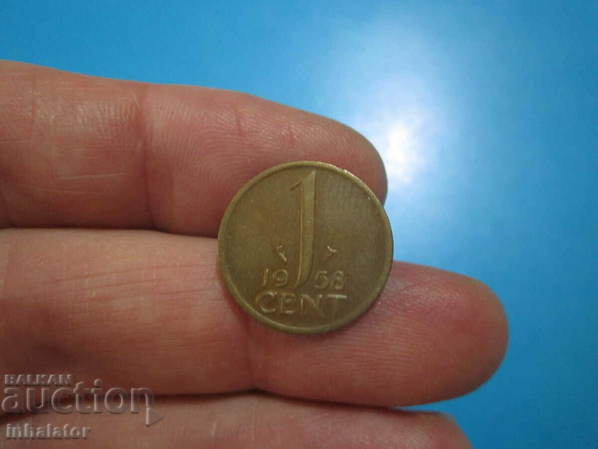 1958 год 1 цент Холандия