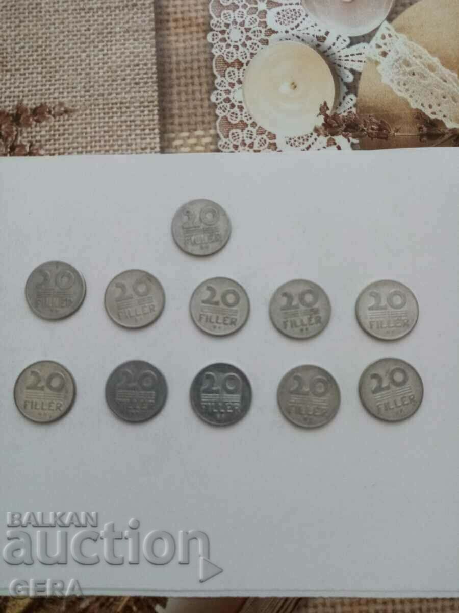 Монети 20 филера Унгария