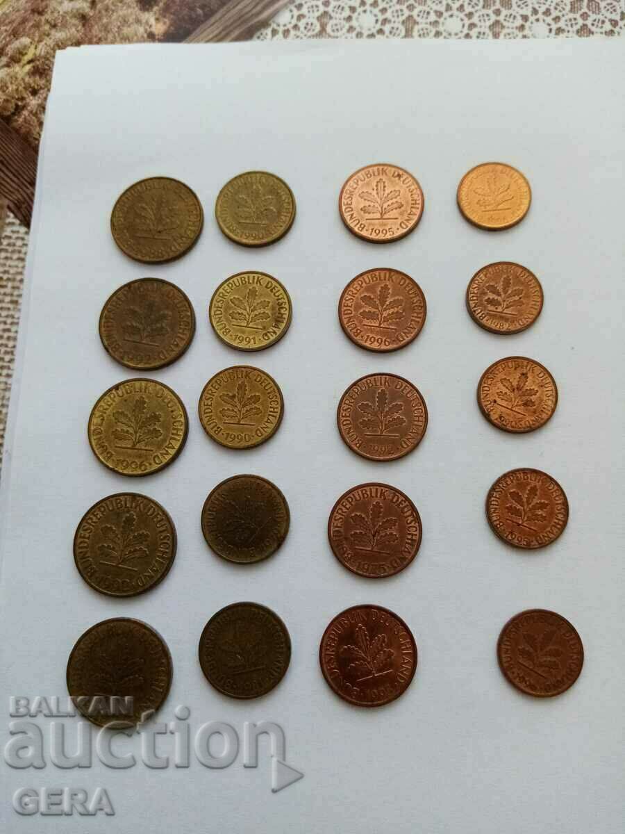 Монети 1 2 5 10 пфениг Германия с цена 12.00 лв. | € 6.14 Монети 1 2 5 10 пфениг Германия с цена 12.00 лв. | € 6.14