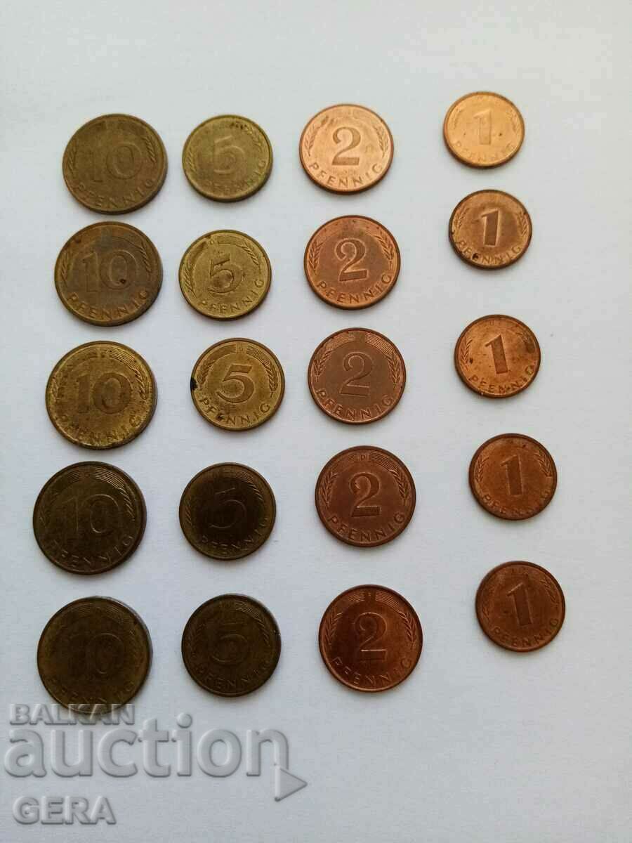 Монети 1  2  5  10 пфениг Германия