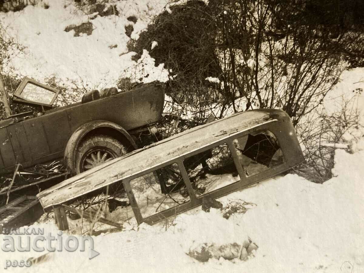 Auction Disaster Samokovsko shose 1939 old photo Auction Disaster Samokovsko shose 1939 old photo