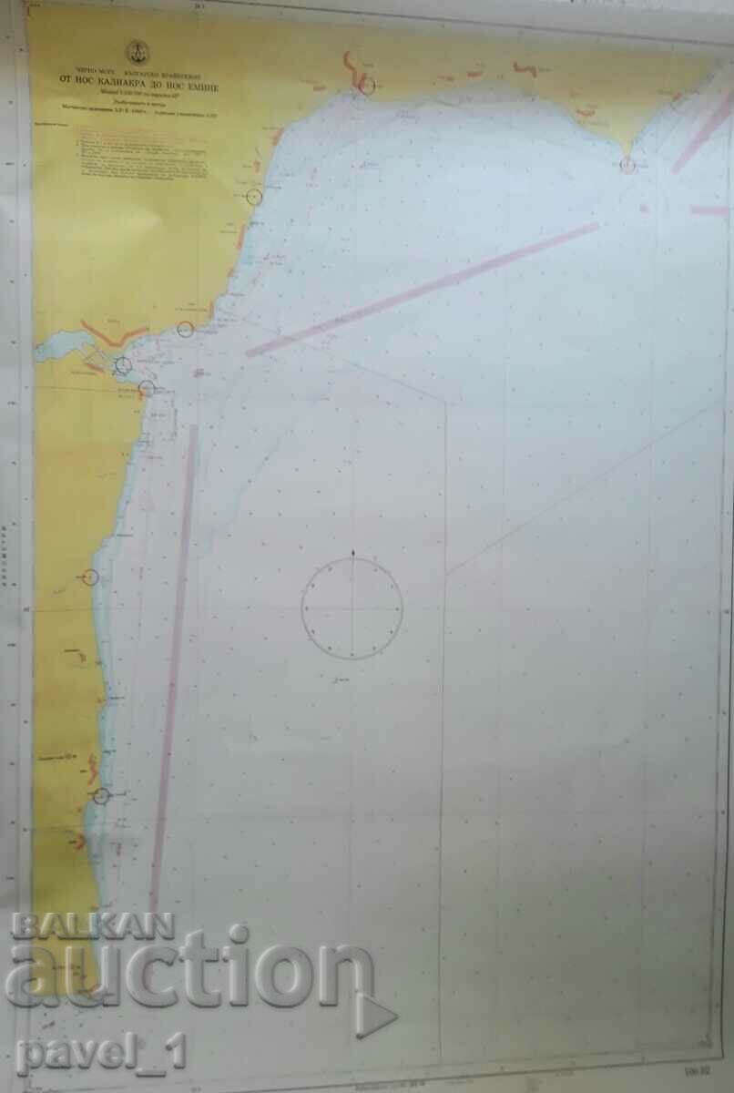 Hartă nautică de la Capul Kaliakra la Capul Emine