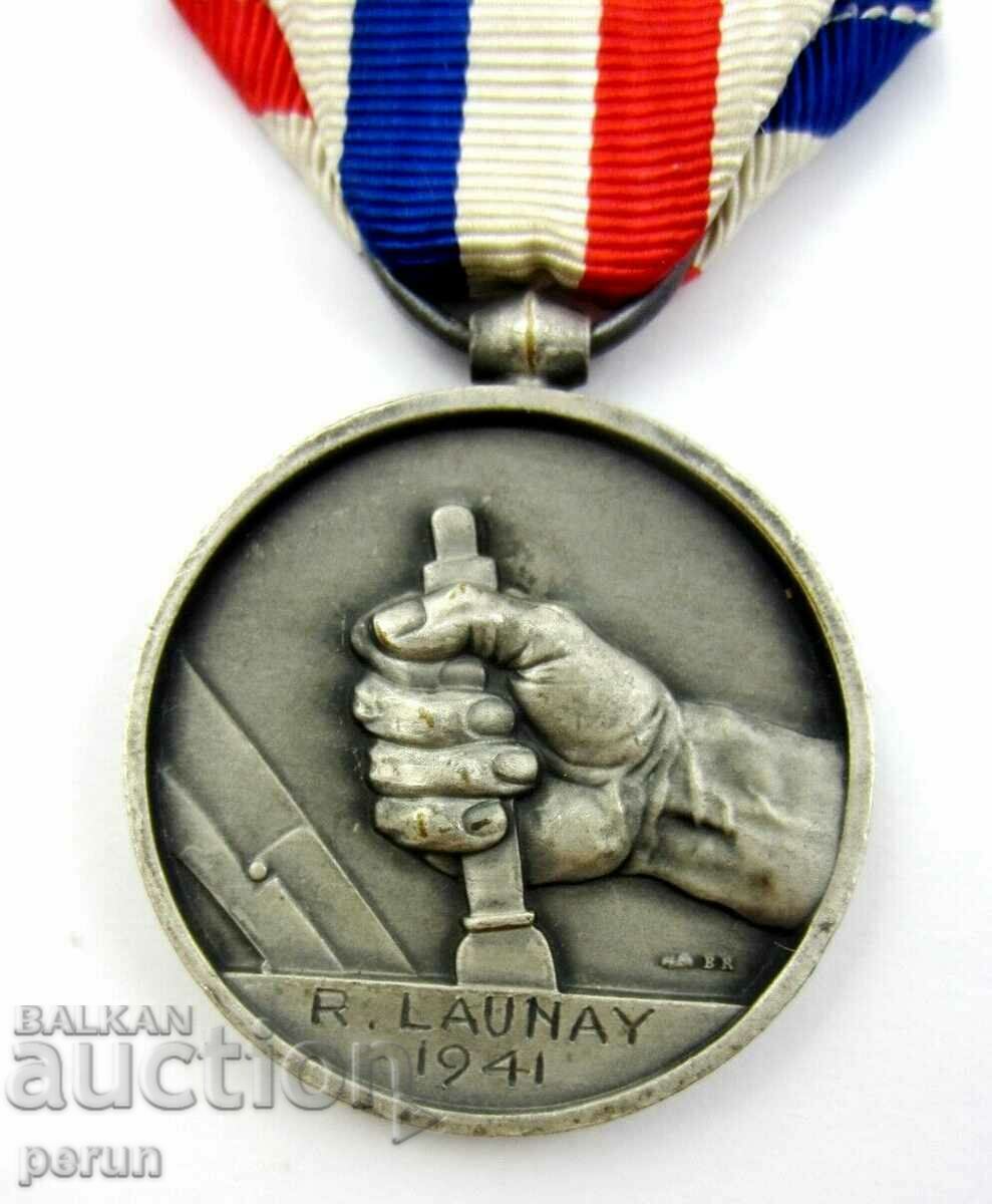 Honorary Silver Medal of the French Railways-1941-Original - 5 Honorary Silver Medal of the French Railways-1941-Original - 5